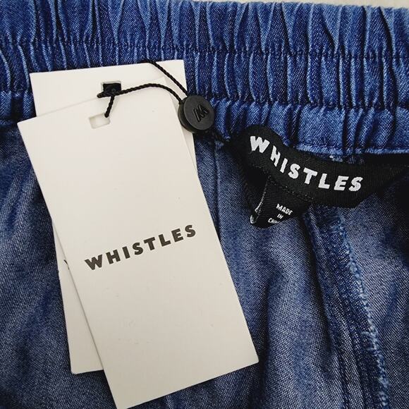 Whistles Lucy Blue Chambray Barrel Trouser Pants Drawstring US 12 NWT - Picture 8 of 10